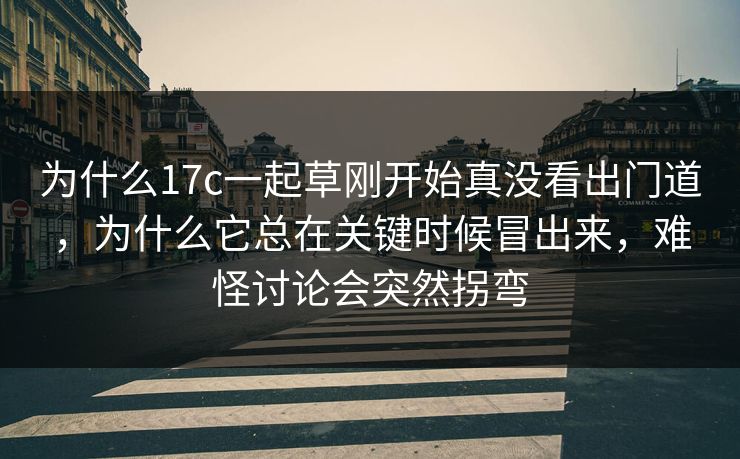 为什么17c一起草刚开始真没看出门道，为什么它总在关键时候冒出来，难怪讨论会突然拐弯