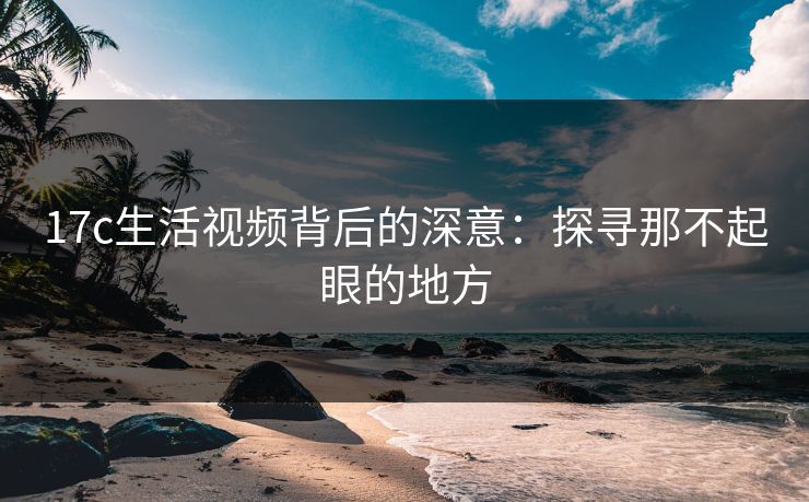 17c生活视频背后的深意：探寻那不起眼的地方
