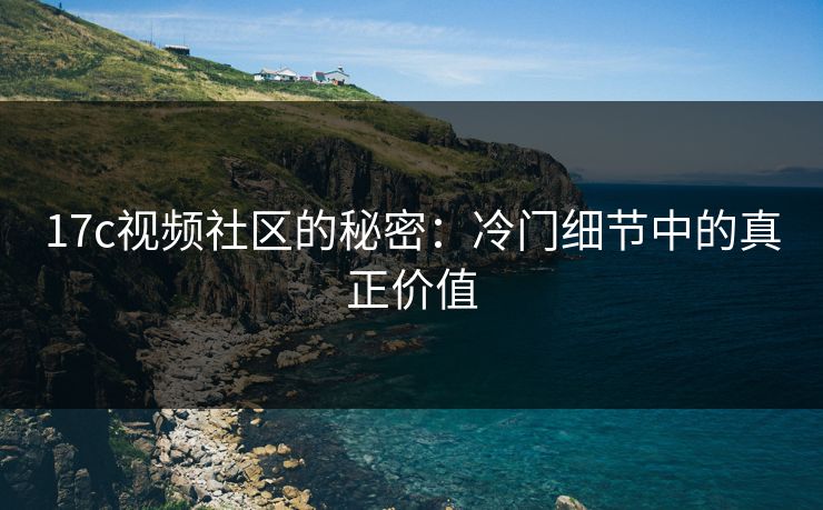 17c视频社区的秘密：冷门细节中的真正价值