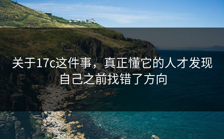 关于17c这件事，真正懂它的人才发现自己之前找错了方向