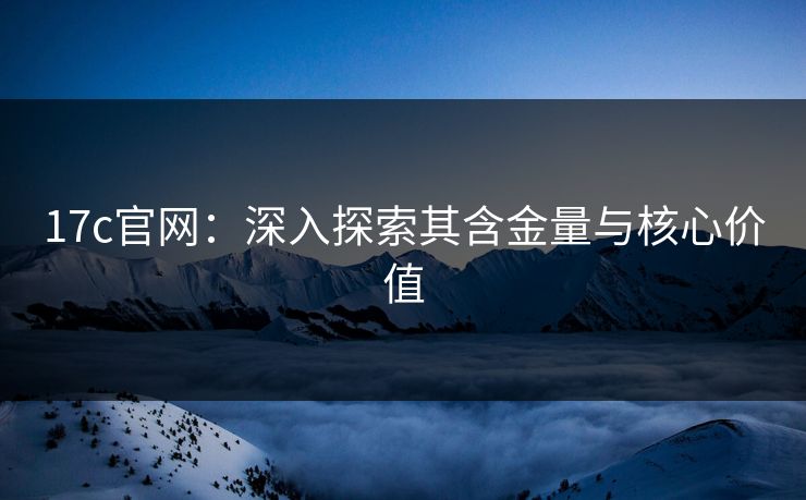 17c官网：深入探索其含金量与核心价值