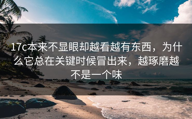 17c本来不显眼却越看越有东西，为什么它总在关键时候冒出来，越琢磨越不是一个味