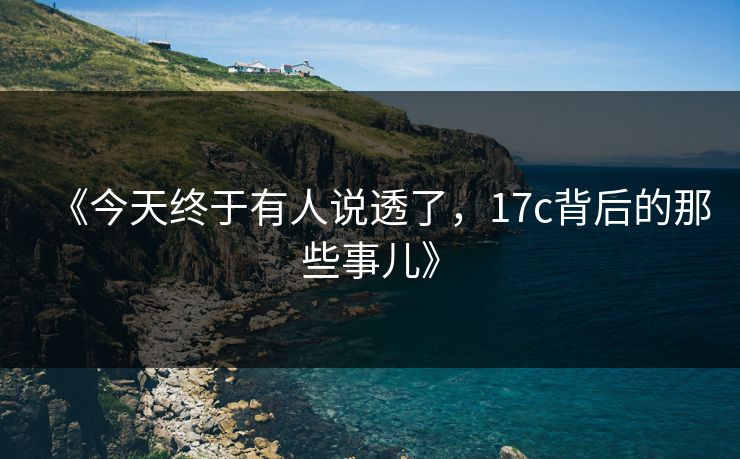 《今天终于有人说透了，17c背后的那些事儿》