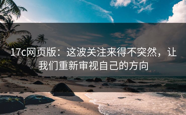 17c网页版：这波关注来得不突然，让我们重新审视自己的方向