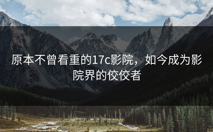 原本不曾看重的17c影院，如今成为影院界的佼佼者