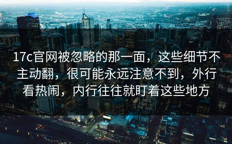 17c官网被忽略的那一面，这些细节不主动翻，很可能永远注意不到，外行看热闹，内行往往就盯着这些地方