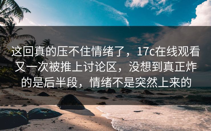 这回真的压不住情绪了，17c在线观看又一次被推上讨论区，没想到真正炸的是后半段，情绪不是突然上来的